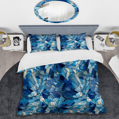 Ensemble de housse de couette Deep Cobalt Blue Symmetry Glass I
