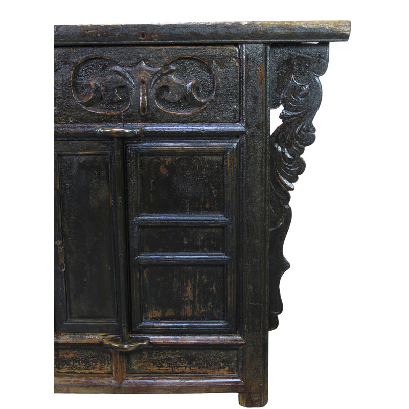 Dual-Drawer Coffer Cabinet with Carved Sides