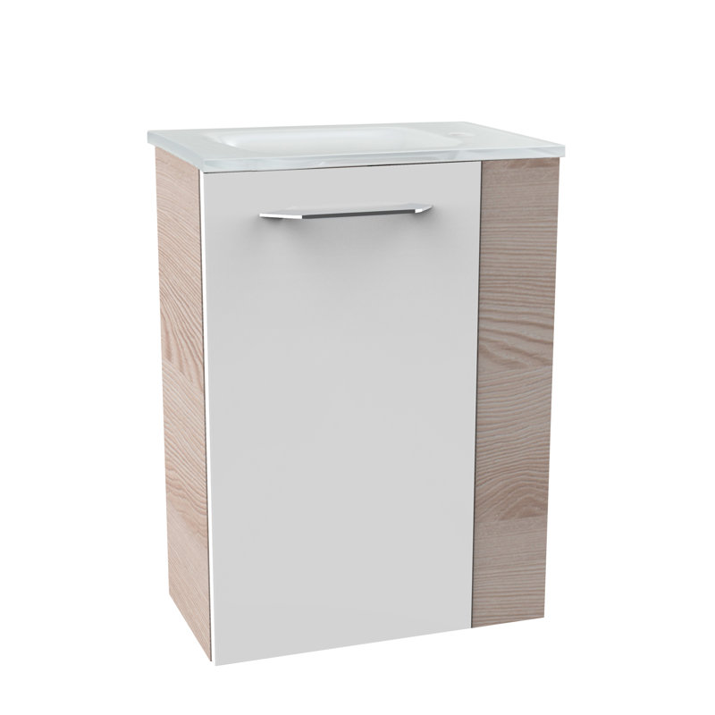 Bathroom Furniture Suite, Light Wood/White/Grey