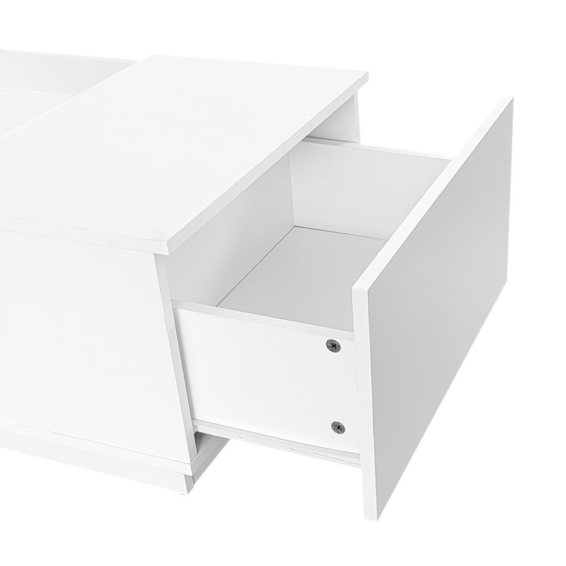 LED Coffee Table With A Drawer & Remote Control, White