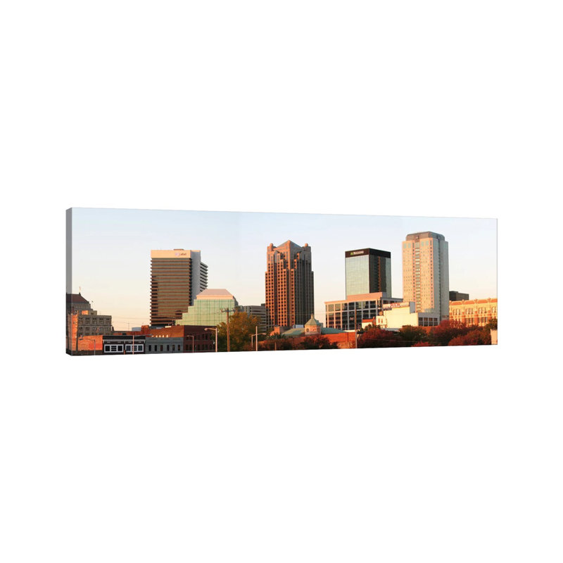 Birmingham Panoramic Skyline Cityscape (Evening) - Wrapped Canvas Panoramic Print, 30.48 cm H x 91.44 cm W x 3.175 cm D