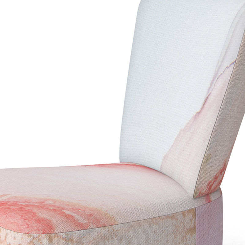 Accent Chair, Beige Floral Pattern Upholstered Decor - Beige Floral Pattern II, Pink/Gold