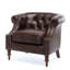 Chaise en similicuir brun classique, détails à boutons, sièges confortables, fabrication en bois franc pour l'élégance, bois