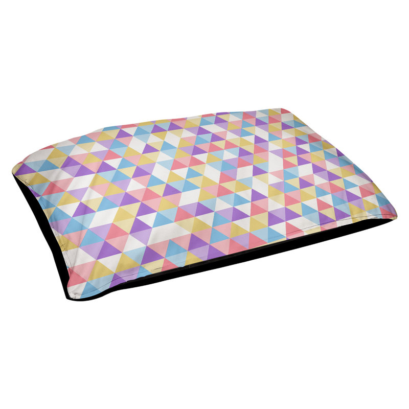 Coussin d’extérieur triangle Campion, Grand (l 42,5 po x P 32,5 po x H 14 po), Rose / jaune / mauve