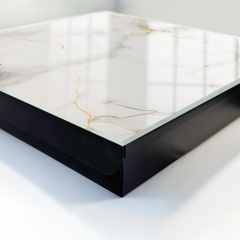 Decorative key box for wall, Opens to the right, 30x30x5, Black, An elegant marble composition without unnecessary decorations, 