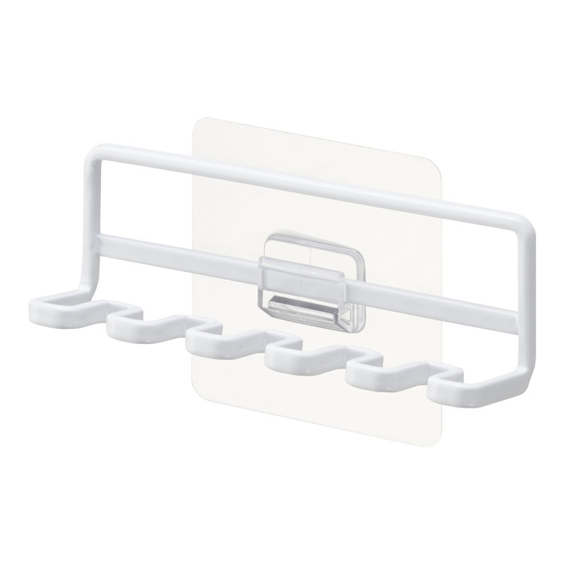Yamazaki Home Traceless Adhesive Toothbrush Holder, Steel, Holds 0.55 Lbs, White