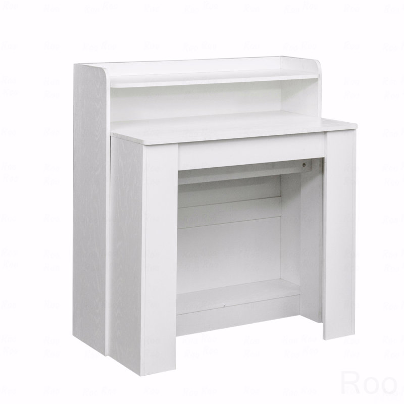 Table de salle à manger extensible moderne avec rangement, Blanc