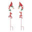 36"H Set Of 2 Christmas Metal Cardinal "JOY" And "NOEL" With Bell Yard Stake Or Wall Decor(KD,Two Function)