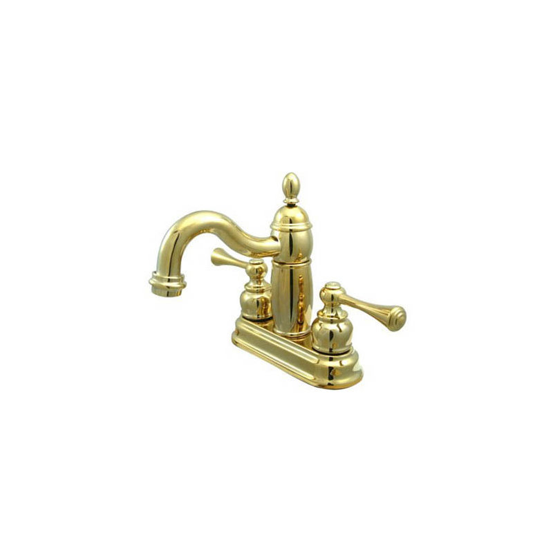 Heritage Centerset Bathroom Faucet with Double Lever Handles, Polished Brass