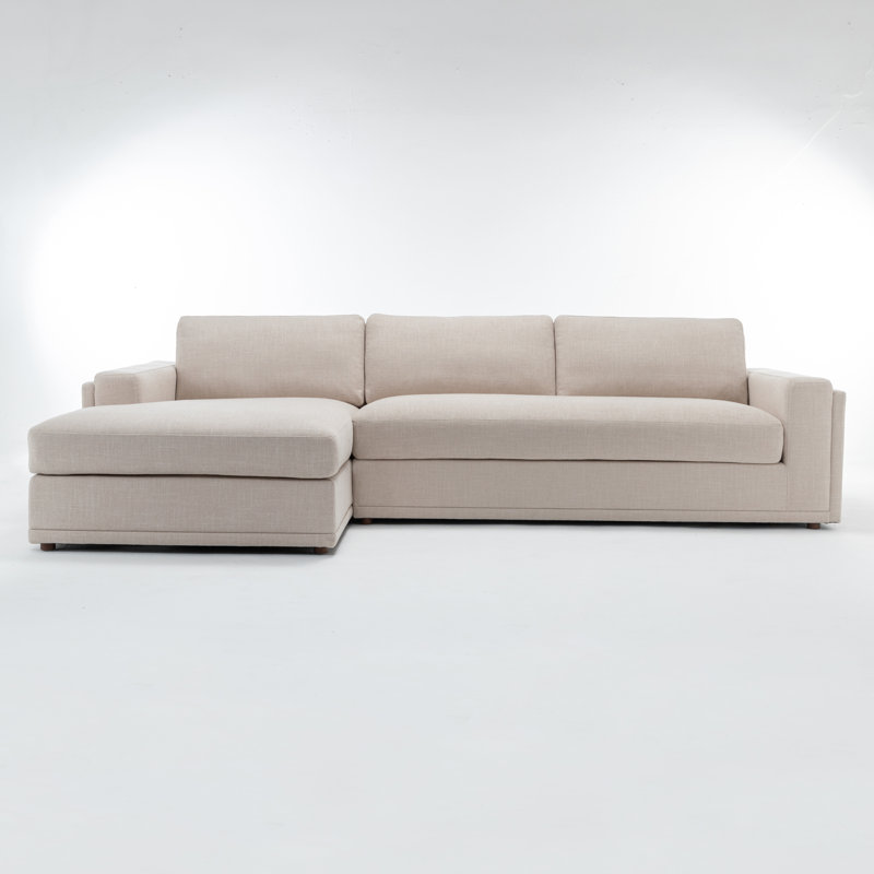 Essex 2-Piece 118" Upholstered Sectional, Mélange de coton beige, Orienté à gauche (vu de face)