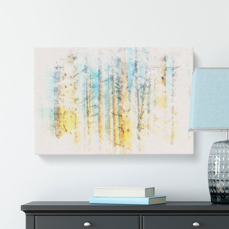 Sunlight Upon The Trees Watercolour - Wrapped Canvas Print, 40cm H x 60cm W x 3cm D