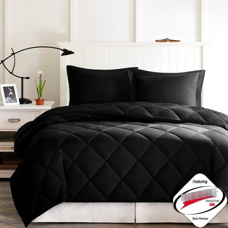 Édredon avec tissu doux au toucher double / grand à séchage rapide de 3 m, grand / grand, Noir