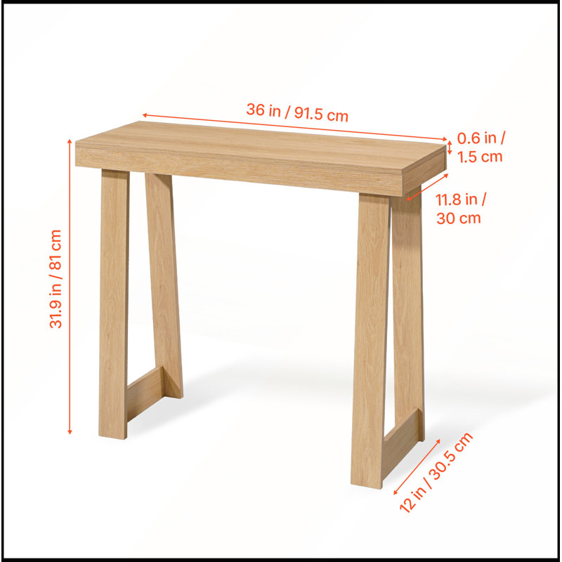 Table console étroite de 94 cm (37 po) en bois massif, idéale derrière un canapé, dans un corridor, une chambre ou un salon. Montage facile.