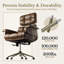 Chaise de bureau en similicuir de qualité supérieure, conception ergonomique brune avec coussin de siège épais et soutien lombaire, confortable chaise pivotante de style moderne Mid-Century, convient au bureau à domicile.