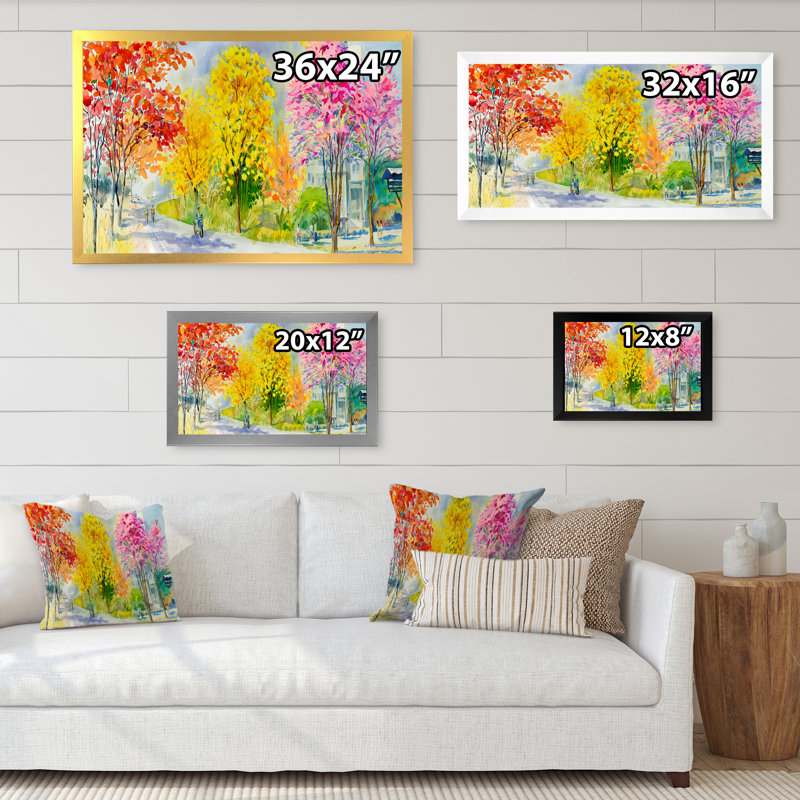 «Path To Four Season Trees», reproduction encadrée sur toile, Cadre noir, H 8 po x l 12 po x P 1 po