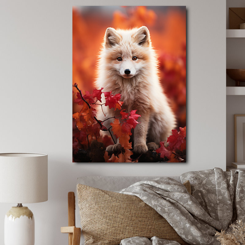 Antigore Alaska, renard arctique, rencontre sur toile, H 20 po x l 12 po x P 1 po, Toile tendue