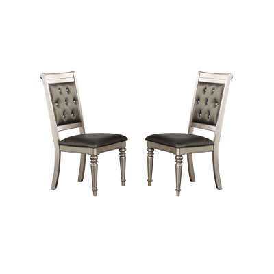Chaises de salle à manger avec dossier capitonné, argent (ensemble de 2)