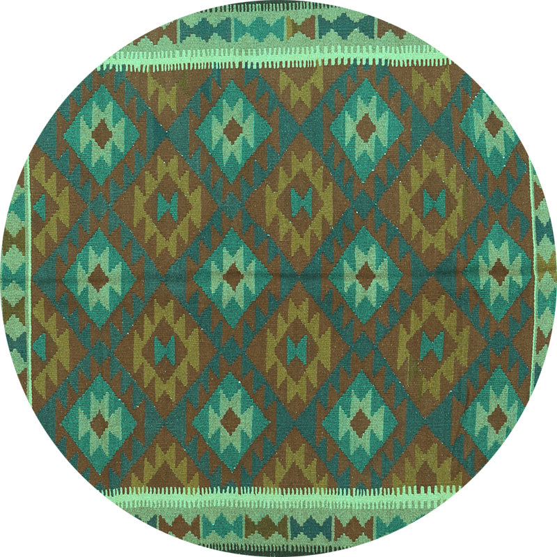 Tapis vert / brun en laine / polyester tissé à la machine 3 pi Emilie-Kay