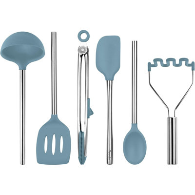 Color Blue Slate - SS Silicone Utensil Set S/6