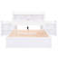 Lit double pleine grandeur avec lit gigogne simple, 2 tiroirs, tablettes coulissantes, fabrication en bois massif, sans sommier, tiroirs et cadre blancs pour la chambre à coucher