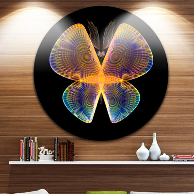 « blue yellow fractal papillon », impression sur toile foncée