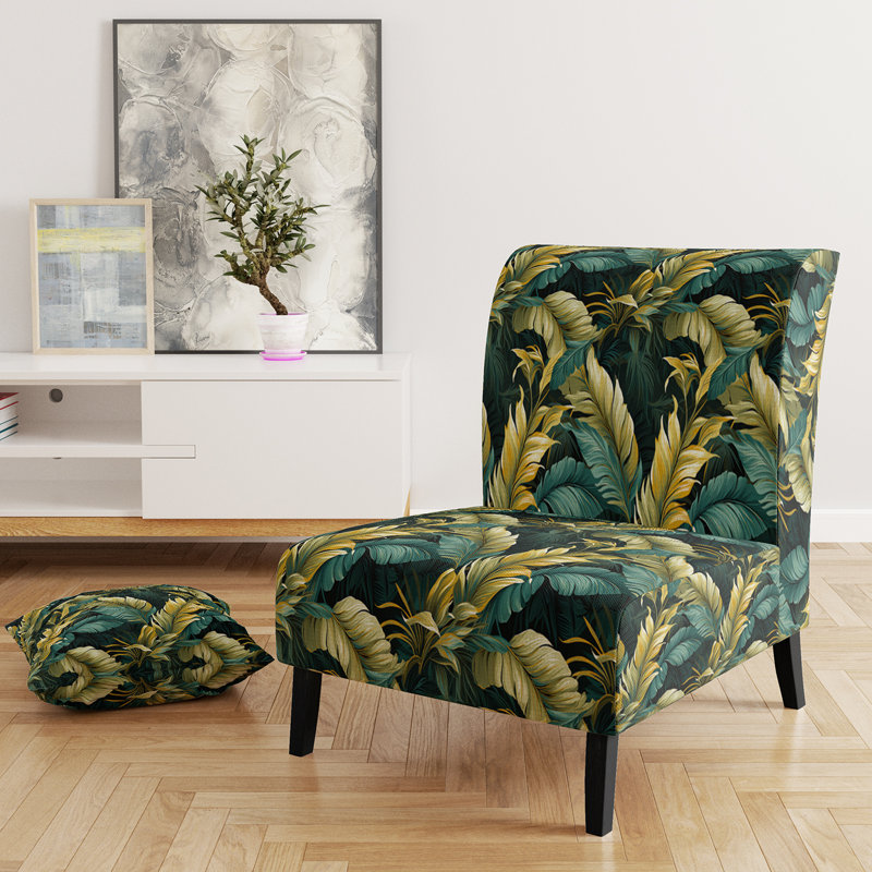 Fauteuil de chambre rembourré C, Mirage à motif tropical radieux I