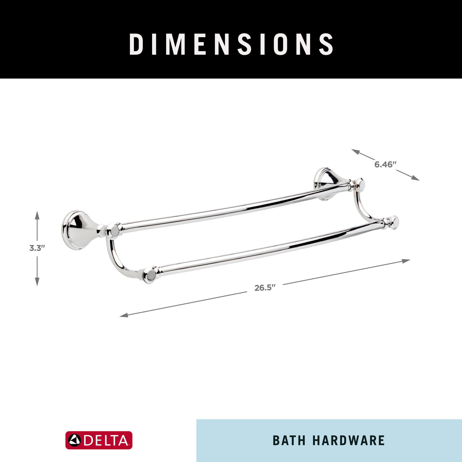 Cassidy™ 24" Double Wall-Mounted Towel Bar, Chrome