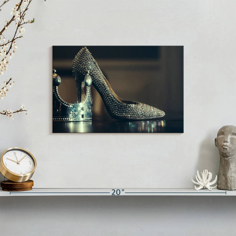Shuttleworth Silver High Heels, 8" H x 12" W