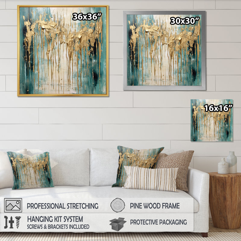 Gilded Daydream VI - Art mural abstrait minimaliste, Cadre doré à une seule photo, H 30 po x l 30 po x P 1 po