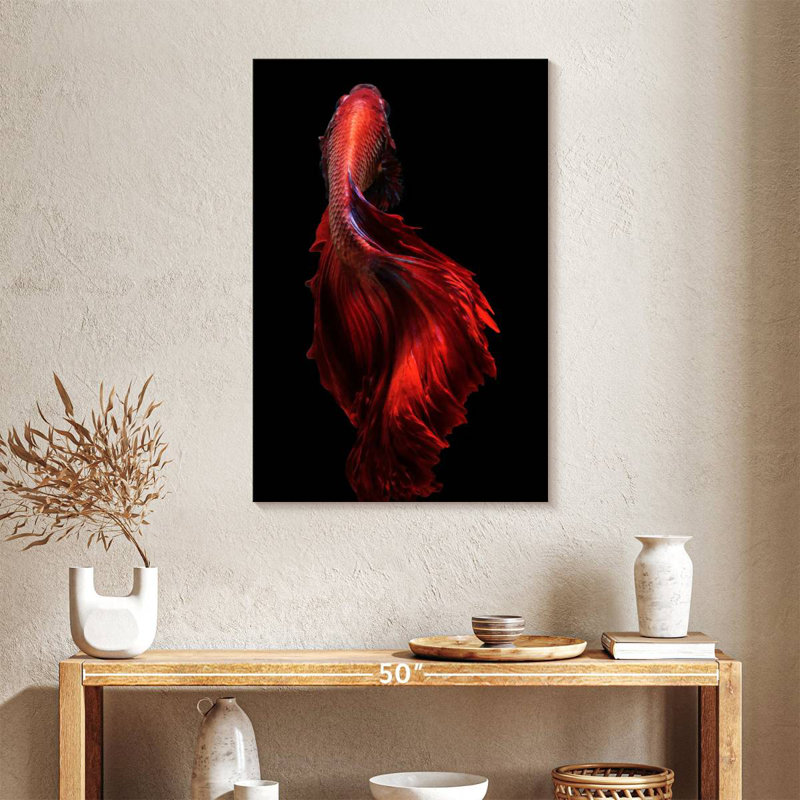 Brampt Bright Red Betta Fish, 12" H x 8" W