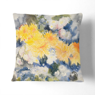 Yellow Flowers Square Throw Cushion