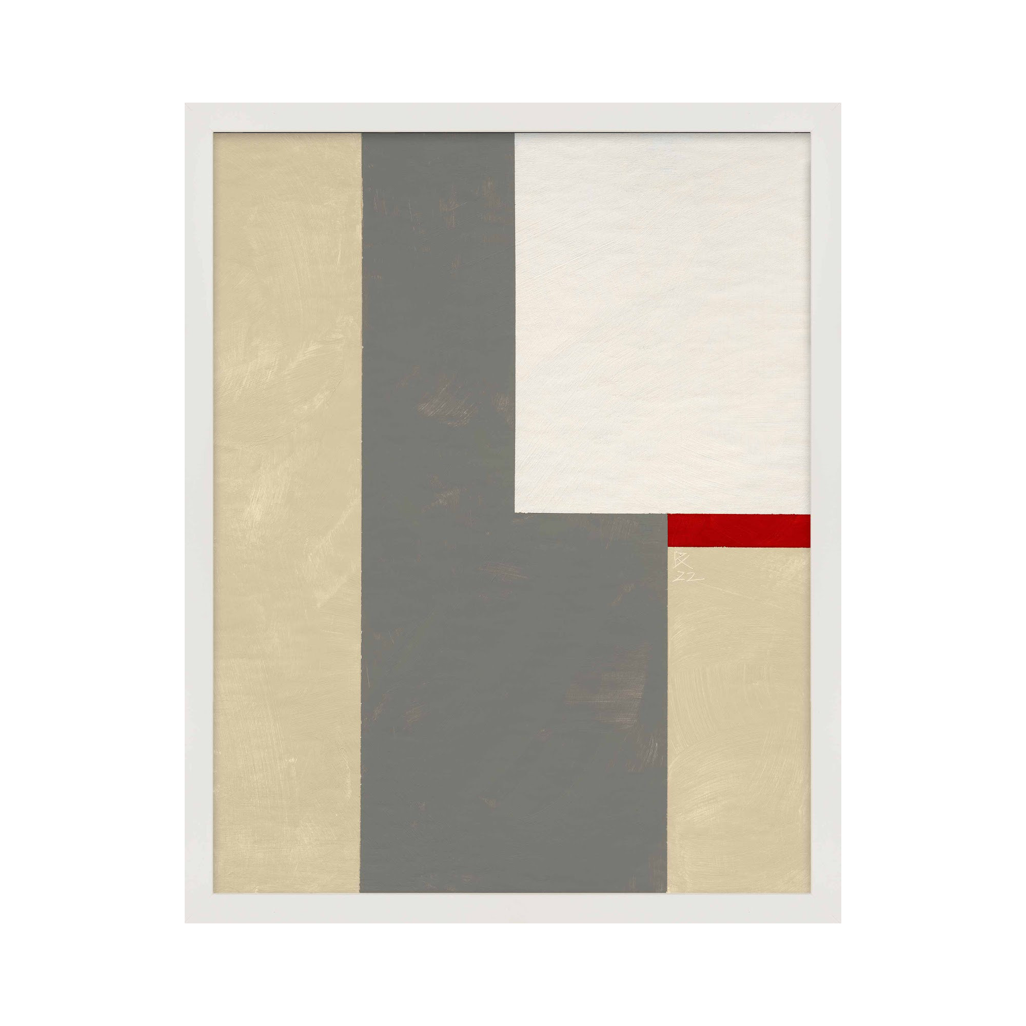 Slice Of Red 2 by Robert Kamnatnik, White Framed Paper, 20" H x 16" W x 1.25" D
