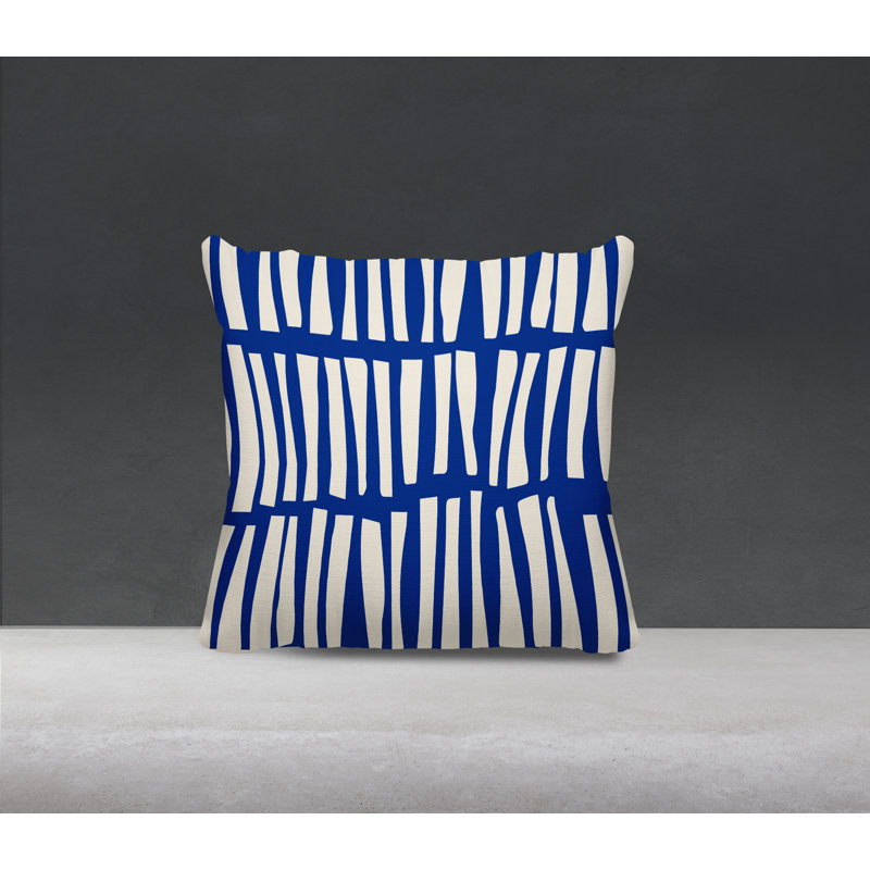 Coussin décoratif réversible Clayton, H 17 po x l 17 po, Bleu marine / Blanc cassé