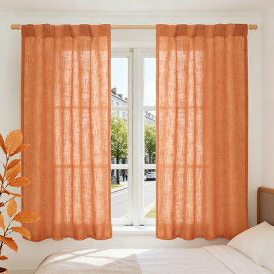 Rideaux filtrant la lumière en lin mélangé avec languette arrière et passe-tringle - ensemble de 2 panneaux pour une douce luminosité et intimité
