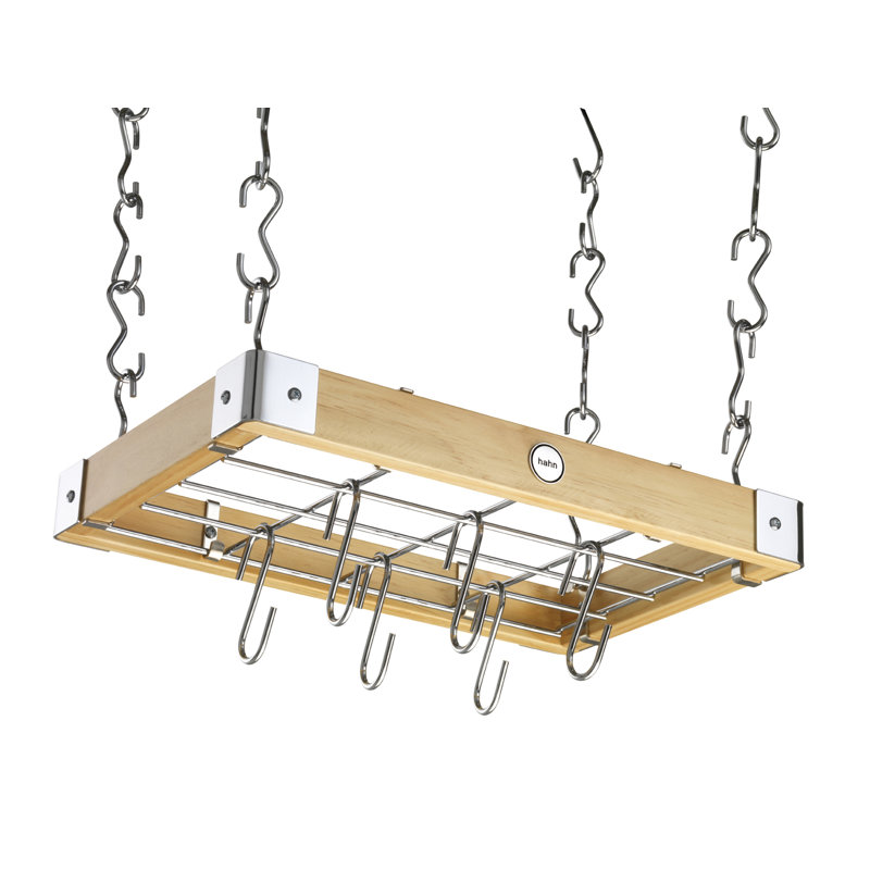 Metro Wood Rectangle Ceiling Mount Pot Rack, Natural