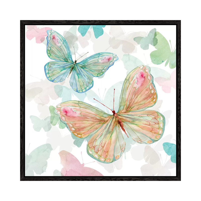 Asbury Garden Butterflies II by Carol Robinson - Print on Canvas, Black Framed, 45.72 cm H x 45.72 cm W