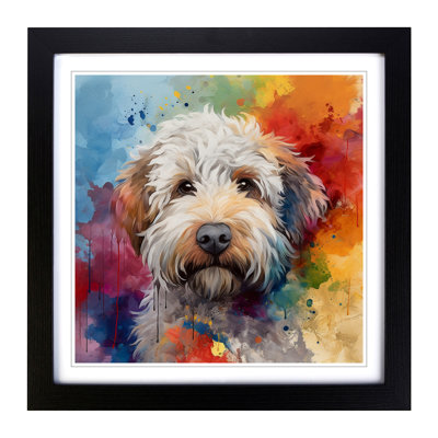 Labradoodle Color Field Painting - Single Picture Frame Print on Wood