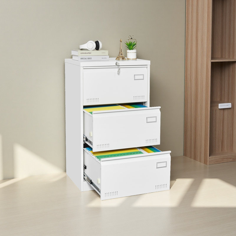 Filing Cabinet Lateral File Cabinet 3 Drawer,Locking Metal File Cabinets Three Drawer, Office Filing Cabinet With Lock Drawers