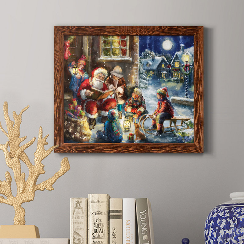 «Story Time Santa», reproduction d'art sur toile encadrée, H 24 po x l 18 po x P 1,5 po, Érable