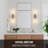 Brushed Nickel 2-Light Bathroom Dimmable Vanity Light Fixture, Modern Bathroom Sconces Wall Lighting W/Clear Glass Shade, Horizontal and Vertical Wall Mount Lamp for Mirror（Bulb Included) -201004029-201004001