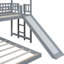 Lit superposé simple au-dessus d'un lit double gris avec glissade et garde-corps complet, fait de matériaux, sans sommier pour une bonne expérience de repos, glissade intégrée, gris facile à assembler-121016331