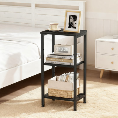 Table de bout à tablette réglable pour petits espaces, table d'appoint haute moderne avec structure en métal, table d'appoint polyvalente pour le salon, la chambre à coucher et le bureau