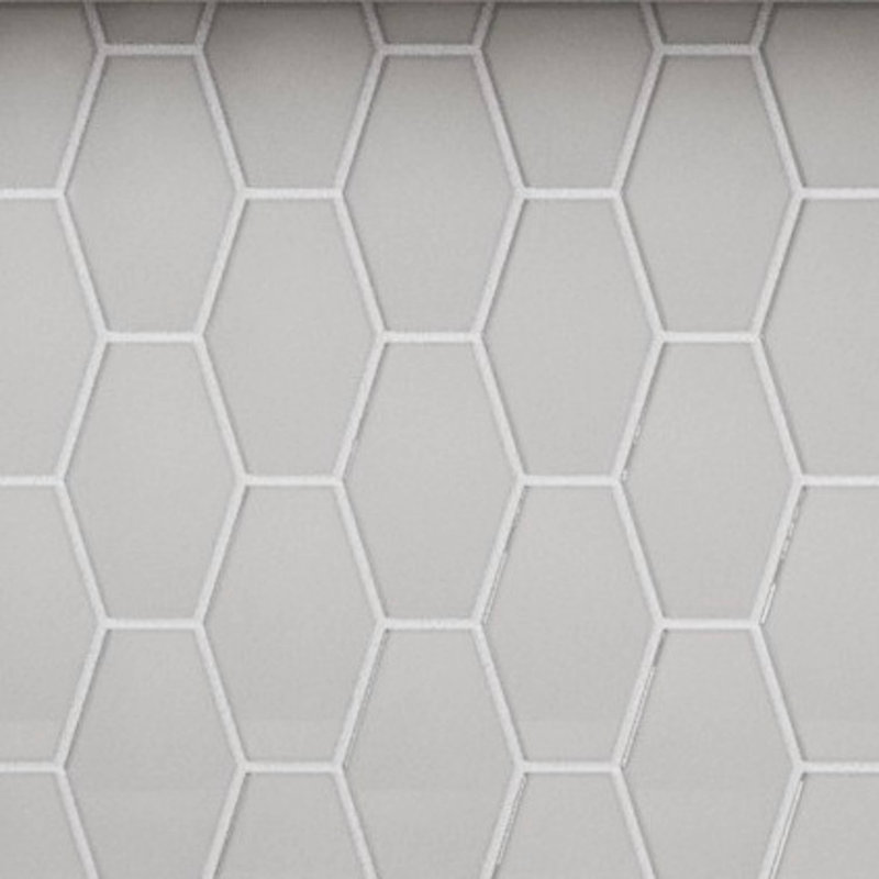 Long Hex 10.60in.x11 in. Glass Mosaic Tile, Misty Gray Gloss
