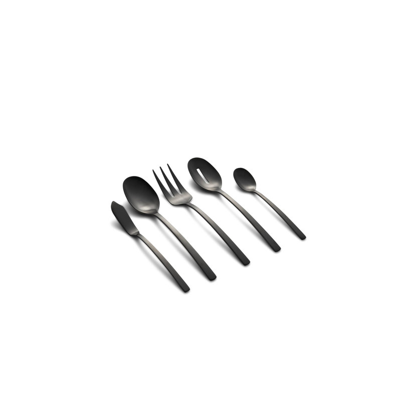 Beacon Satin 45-Piece Flatware Set, Black