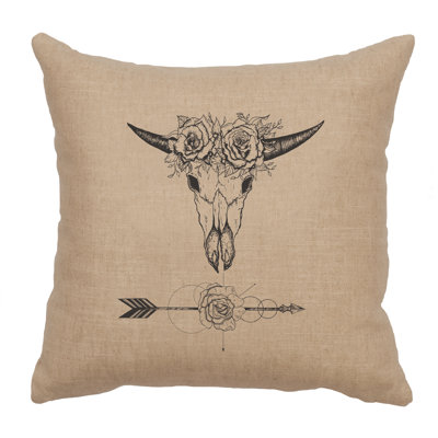 Coussin Wooded River Image - Bull et fleurs - Lin naturel