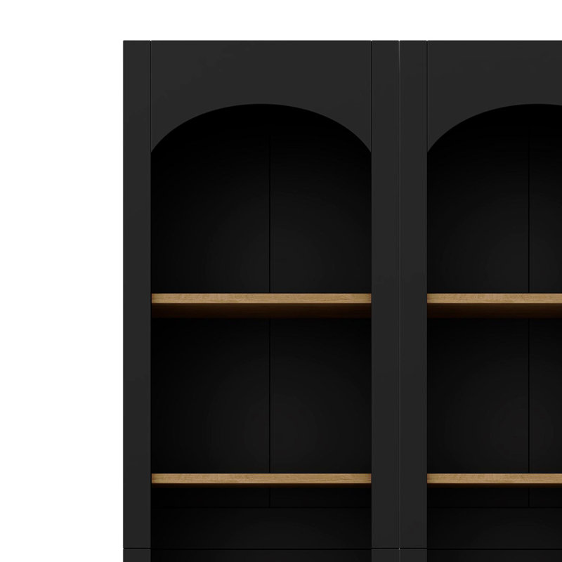 Free Standing 5 Tier Bookshelves, Bookcases Set Of 2, Farmhouse Two-Tone Storage Cabinet With Adjustable Shelves, Modern 72"H Kitchen Pantry Cabinet For Living Room, Home Office, Black