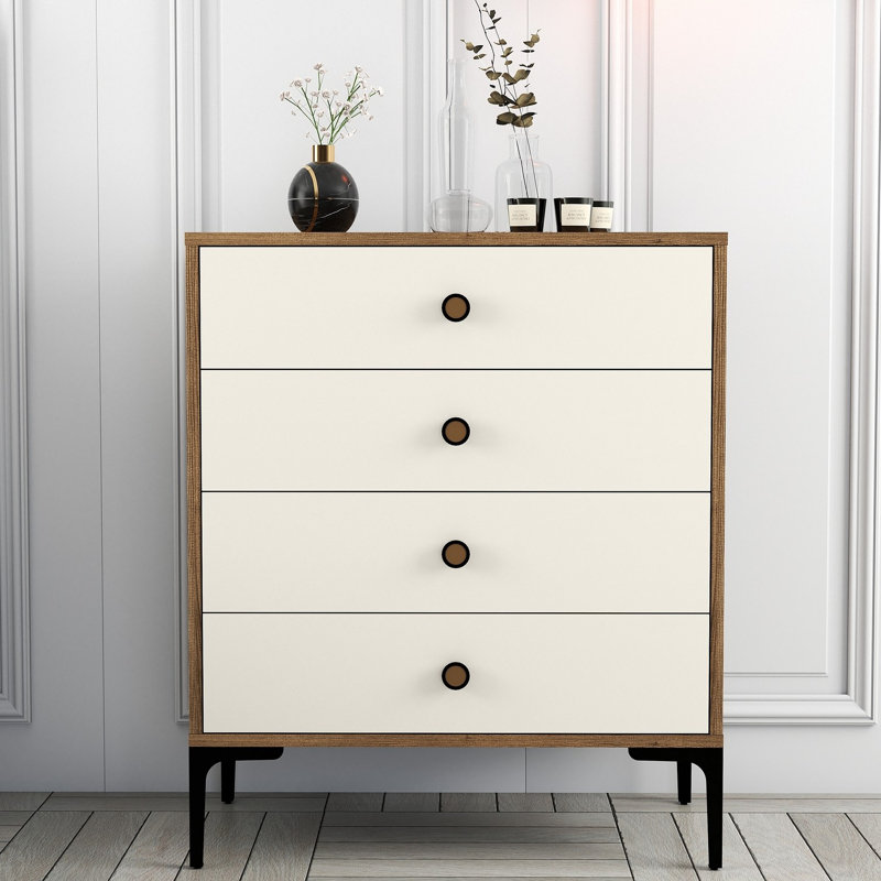 Commode Paucker, Blanc / Brun