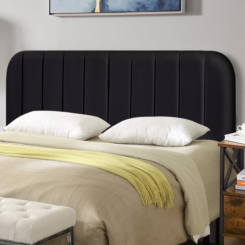 Upholstered Easy Assemble Headboard, Black, Queen