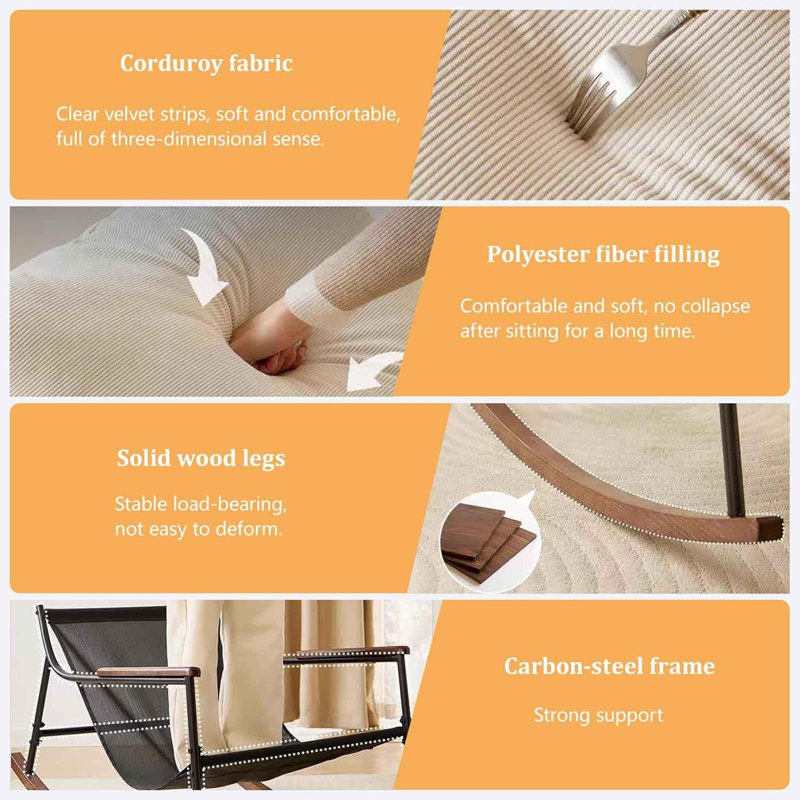 Chaise berçante surdimensionnée avec repose-pieds et coussin