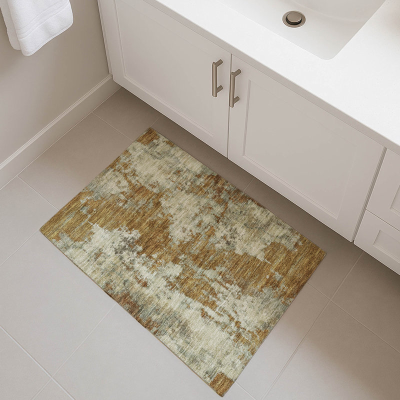 Premium Machine Washable Mayfield AMF2066 Abstract Rug, 1'8" x 2'6", Terracotta